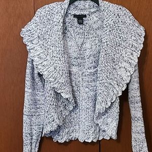 Grace Elements shawl collar black & white weave sweater L